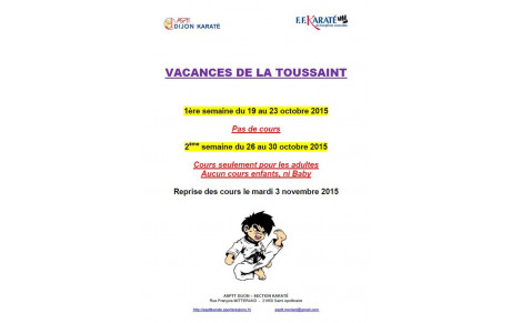 Vacances de la Toussaint 2015